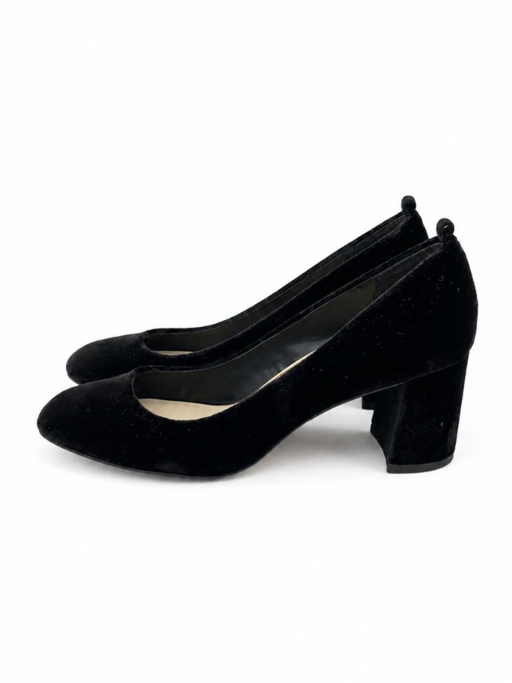 Lord & Taylor 424 Fifth Black Velvet Block Heels (Size 8.5)